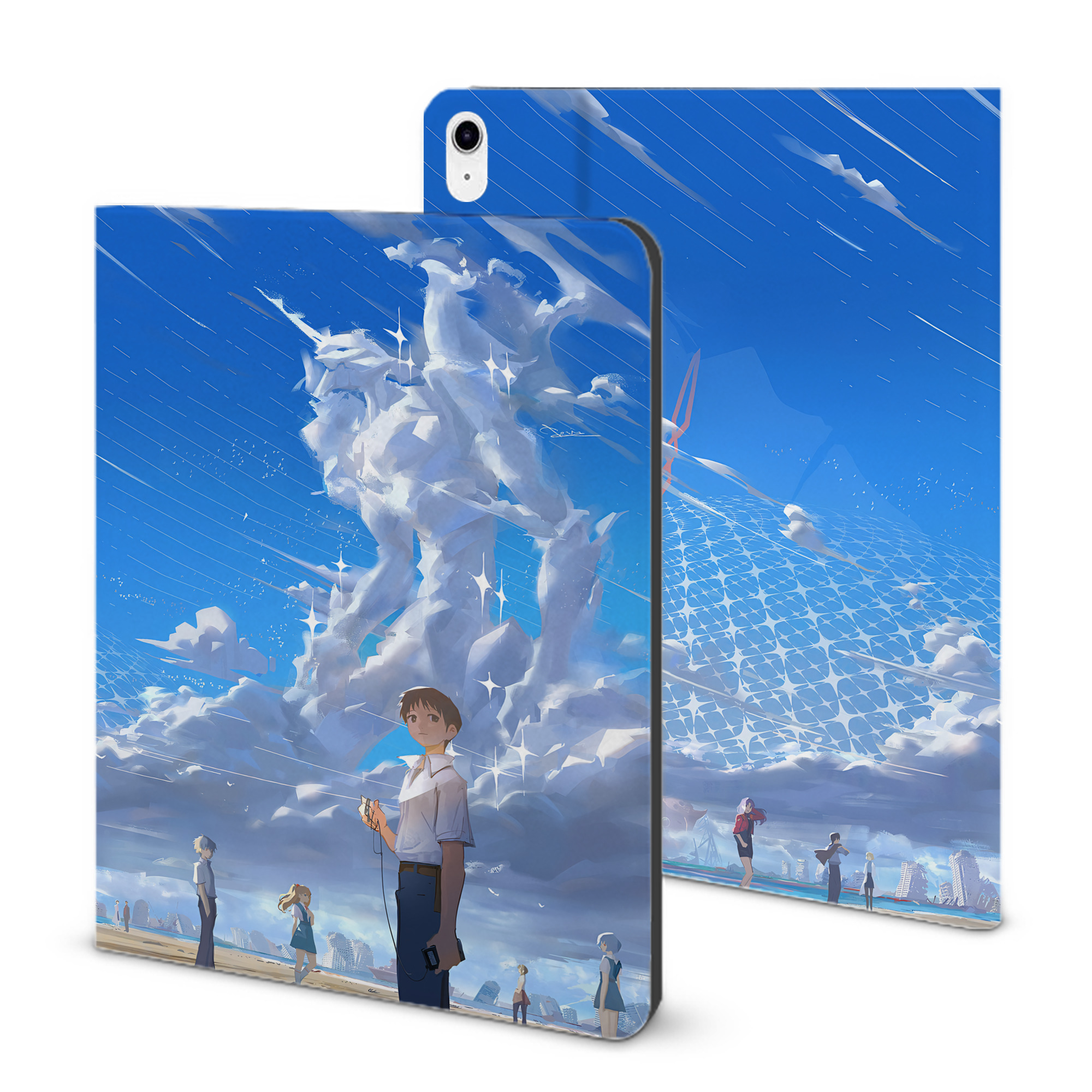 （画像用） EVA 新世紀エヴァンゲリオン IPad ケース ブック型 PUレザー TPU 耐衝撃 軽量 薄型 ペン収納なし 全面保護 IPad 各モデル対応